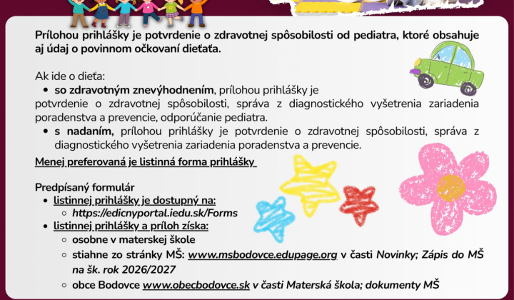 Fotka - Zápis detí do Materskej školy Bodovce